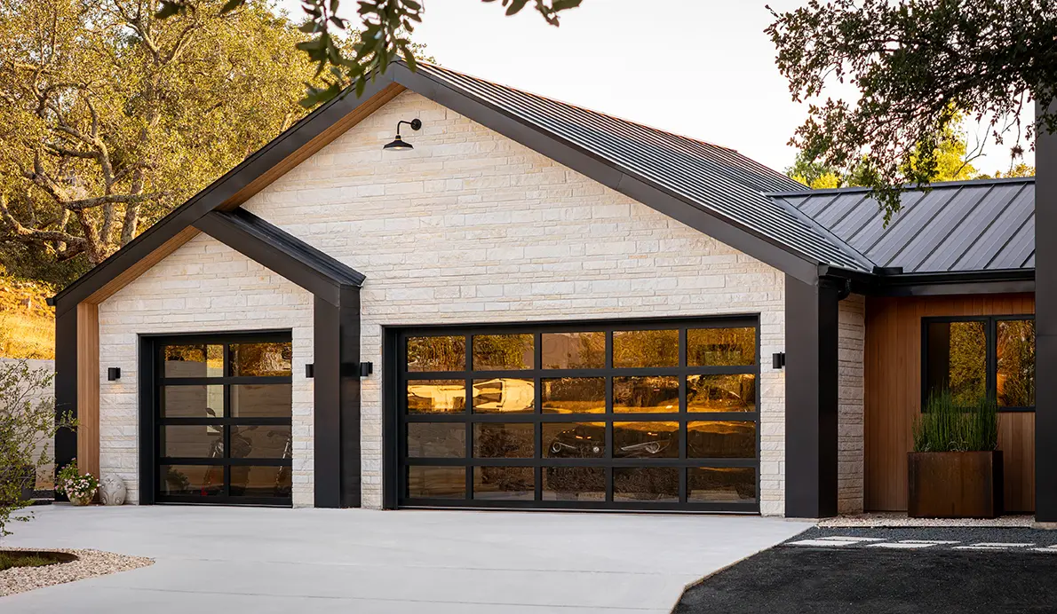 Full view glass garage door