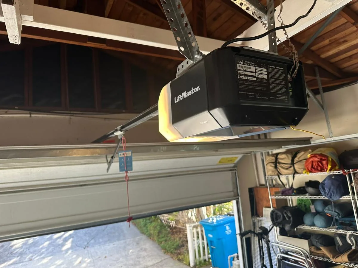 LiftMaster belt drive garage door opener with myQ smart technology installed in Bay Area home